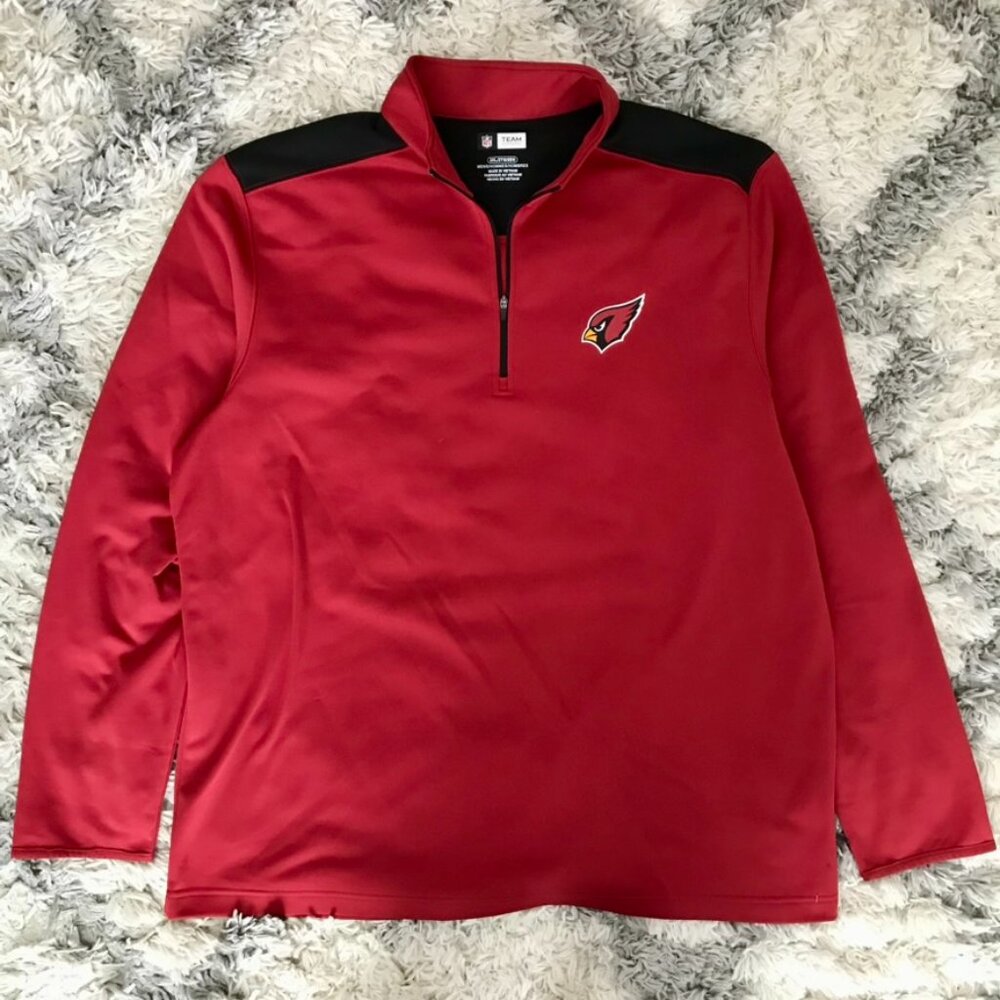 NFL Arizona Cardinals Quarter Zip Men's Sweater 2XL Red Pullover Team Apparel
